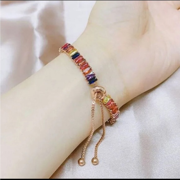 Crystal Multi-Colored Cubic Zicronia Bracelet. - Picture 2 of 4